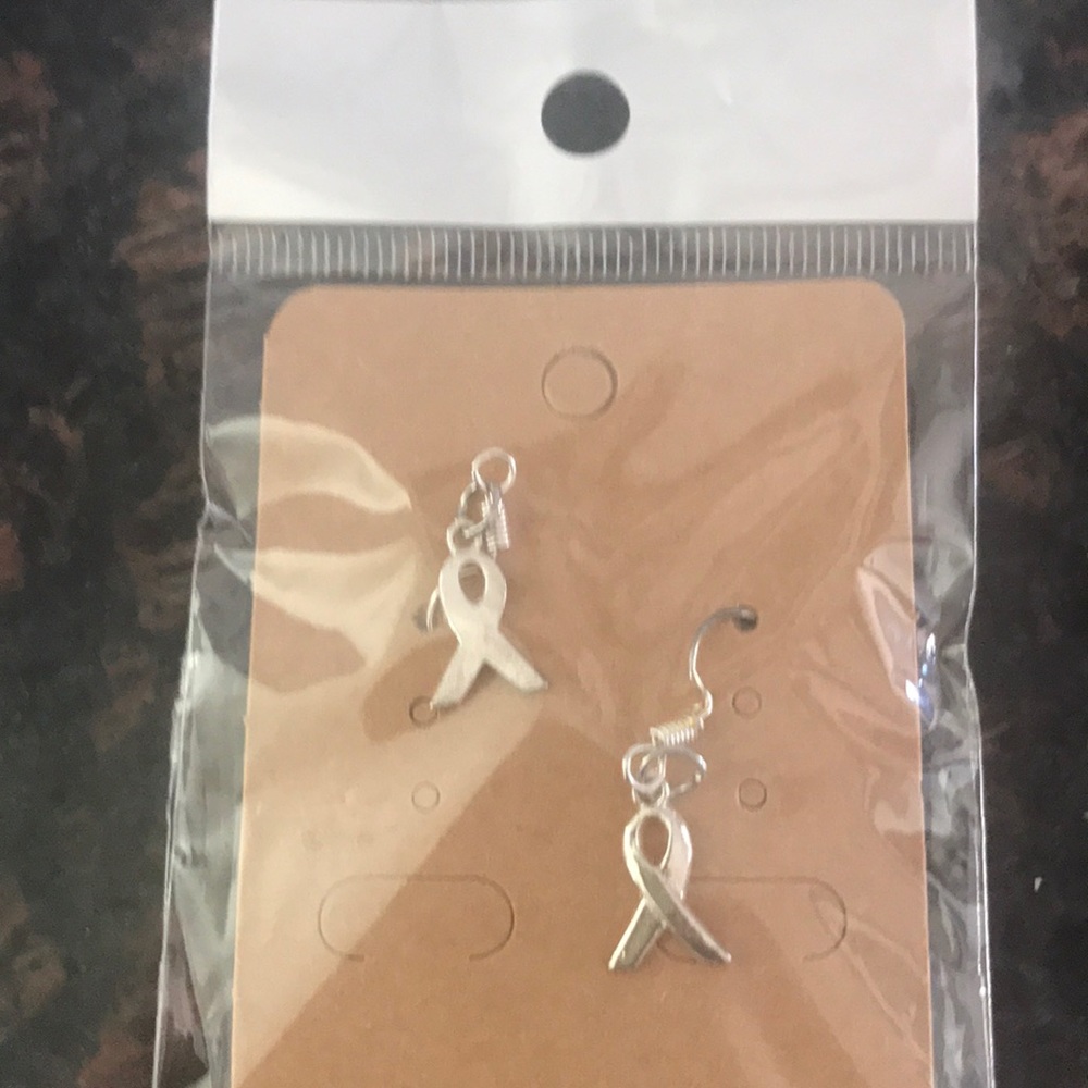 Breast Cancer Awareness  Silver Tone Earrings